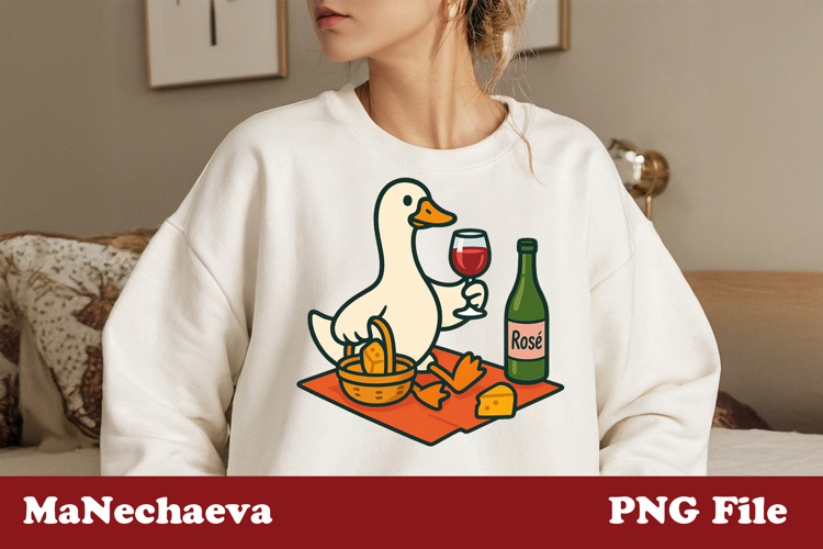 Funny Wine Goose Sublimation | Trendy Duck Design
