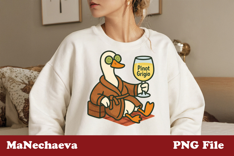 Funny Wine Goose Sublimation | Spa Duck PNG