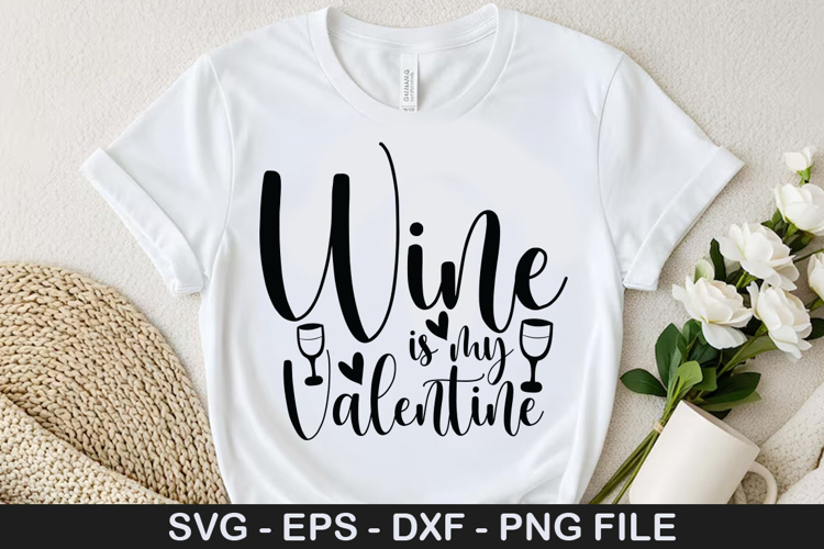 Wine is my valentine SVG - Valentine Coffee Design