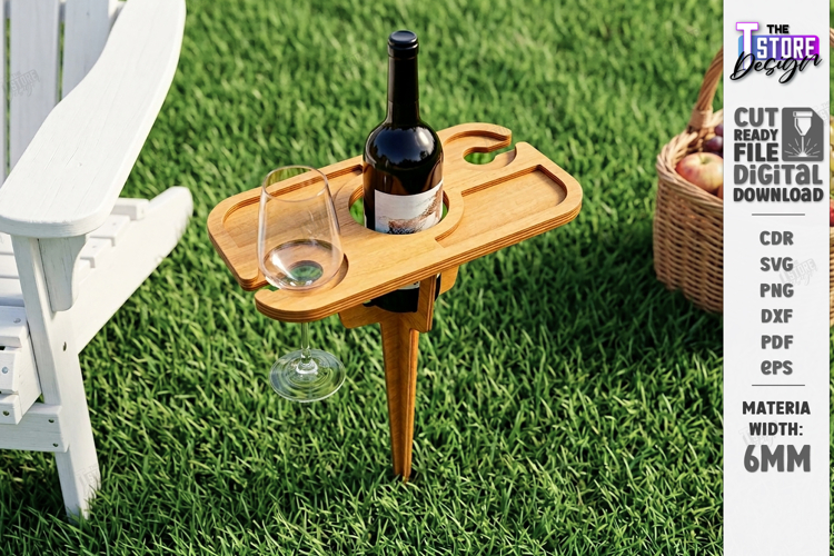 Portable Wine Picnic Table Laser Cut | Outdoor Trays | CNC