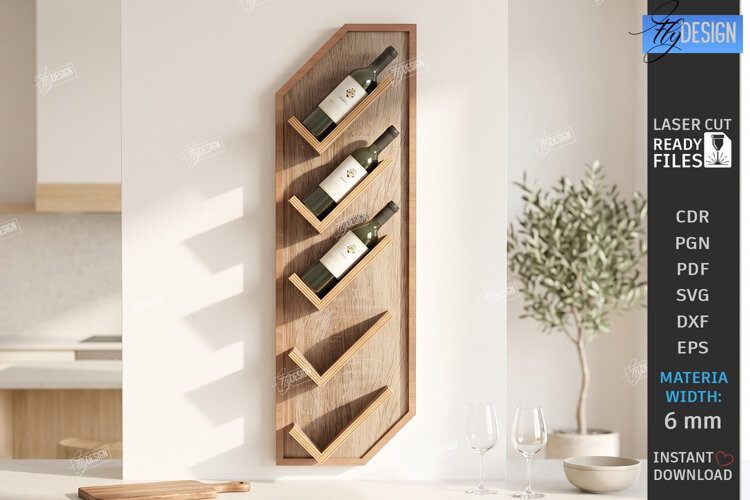 Wine Shelf Stand Laser Cut | Wine Bottle Holder | Wine Rack example image 1