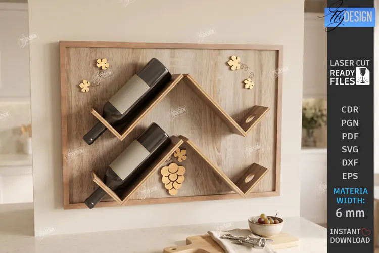 Wine Shelf Stand Laser Cut | Wine Bottle Holder | Wall Rack