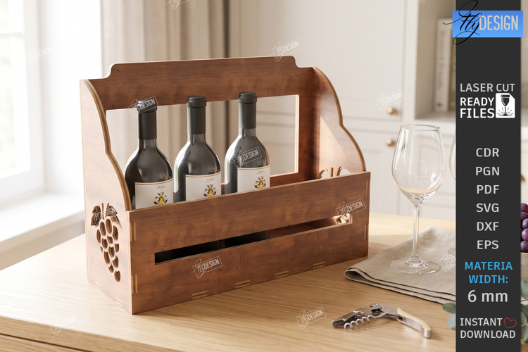 Wine Bottle Caddy Laser Cut | Wine Bottle Holder | Wine Box