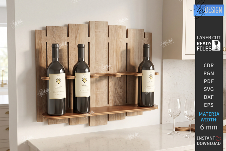 Wine Shelf Stand Laser Cut | Wine Bottle Holder | Wine Rack