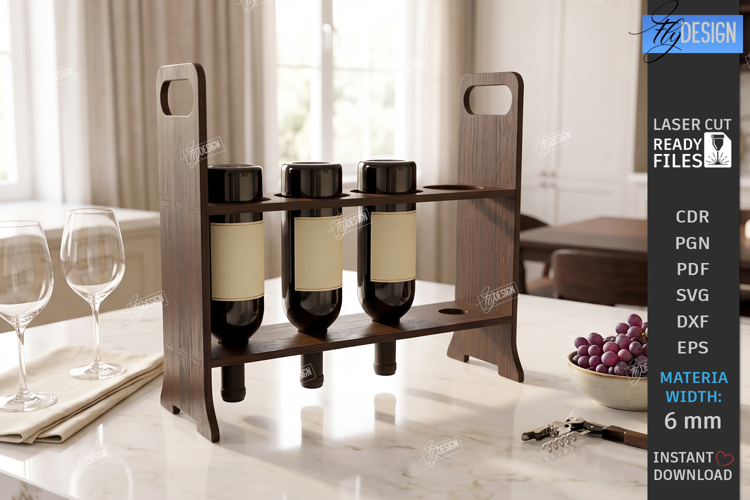 Wine Shelf Stand Laser Cut | Wine Bottle Holder | Wine Rack