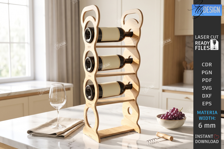 Wine Shelf Stand Laser Cut | Wine Bottle Holder | Wine Rack
