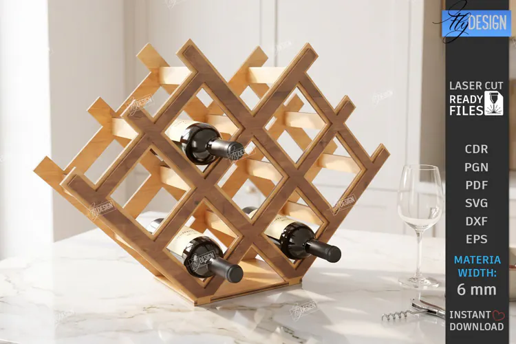 Wine Shelf Stand Laser Cut | Wine Bottle Holder | Wine Rack