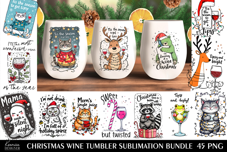 Funny Christmas Quotes |Wine Tumbler Sublimation BUNDLE