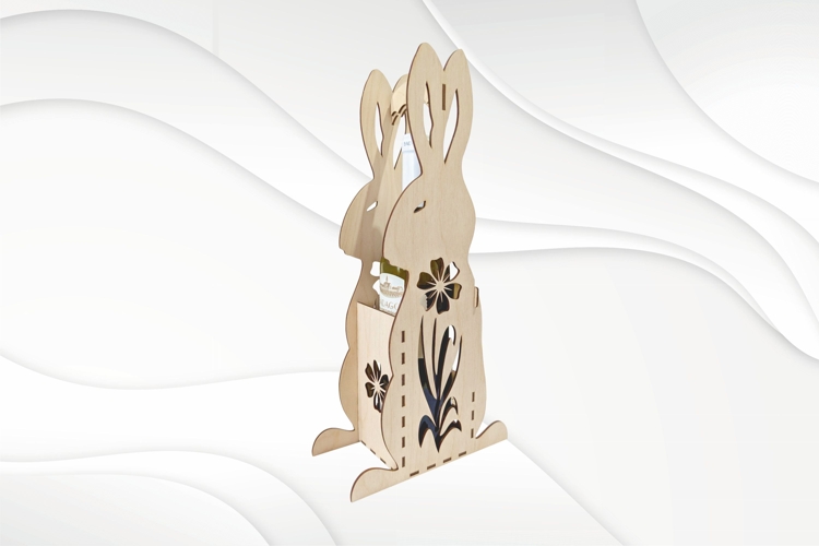 Gift Easter Bunny, wine bottle box, laser cutting design