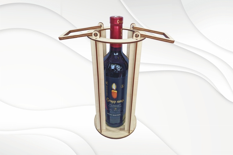 Wine gift box with handles, laser cutting bottle holder
