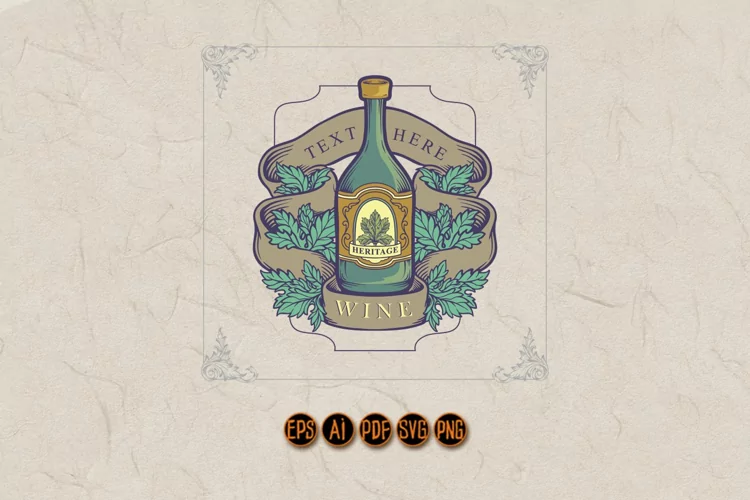 Winery Bottle Badge Vintage Label Logo