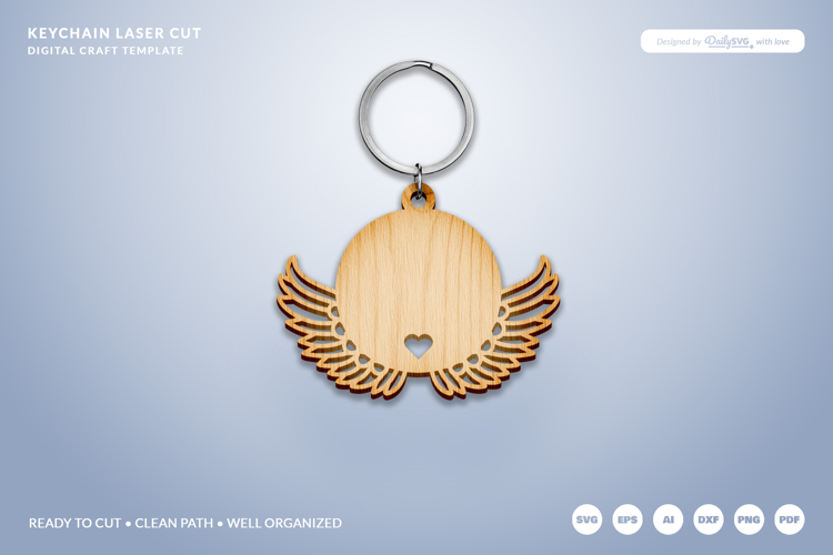 Wing Keychain Laser Cut