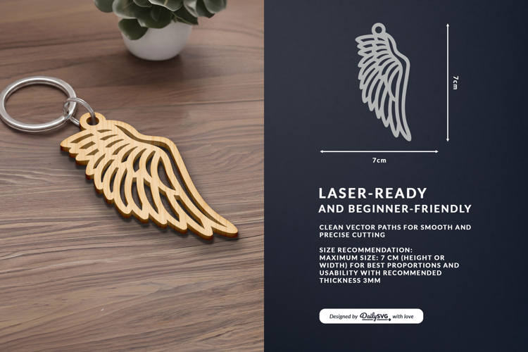 Wing Keychain Laser Cut