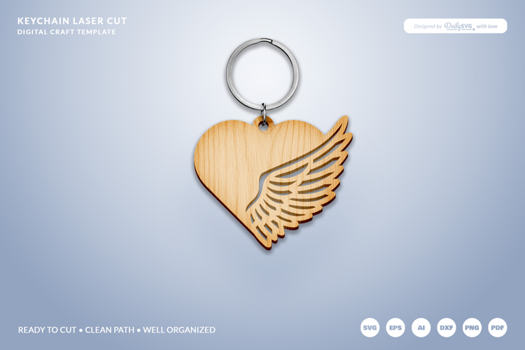 Wing Keychain Laser Cut