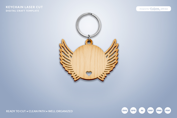 Wing Keychain Laser Cut