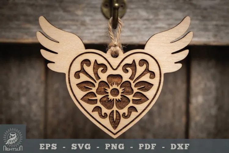 Winged Heart Lasercut Ornament