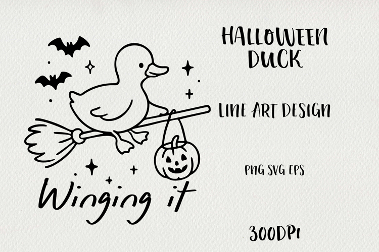 Line Art Cute Halloween Duck | EPS, SVG, PNG