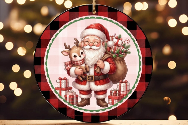 Winking Santa Leopard Glitter Ornament example image 1