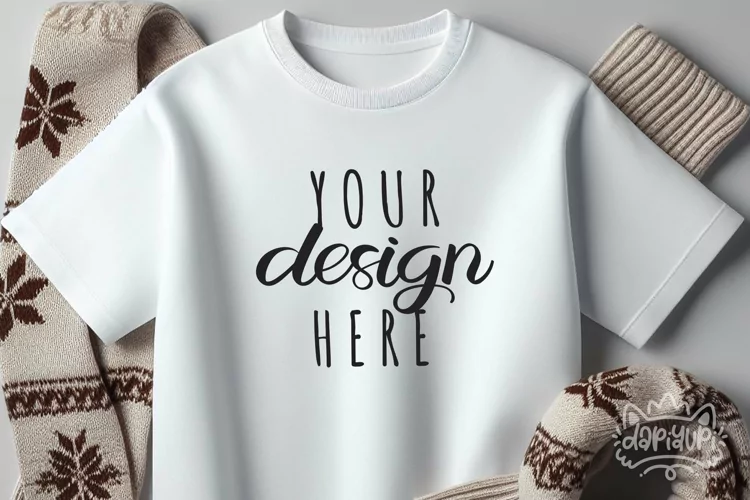 Winter T-Shirt Mockup | Christmas Mockup Product