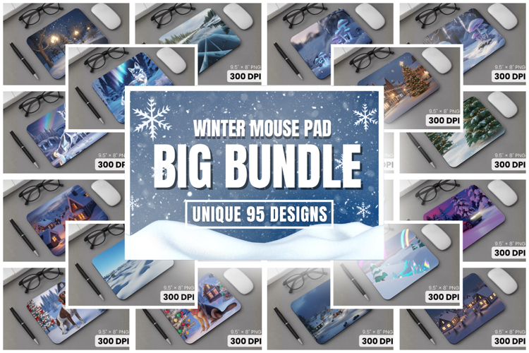 Winter Wonderland Snowflake PNG Mouse Pad Sublimation Bundle