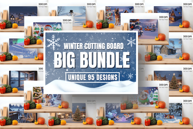 Winter Wonderland Cutting Board PNG Sublimation Design Bundl