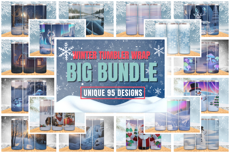 Winter Wonderland Snowflake PNG Tumbler wrap Design Bundle