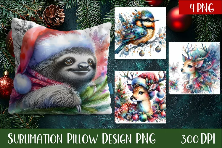 Christmas Sublimation - winter animal pillow