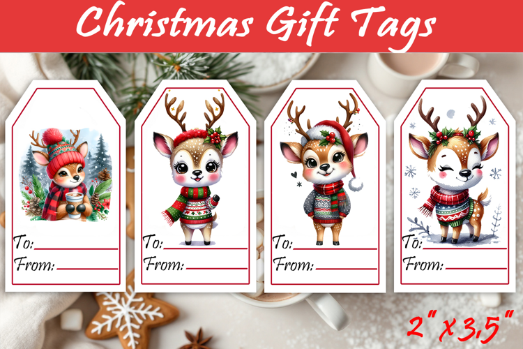 Christmas moose Gift Tags, Christmas animal labels