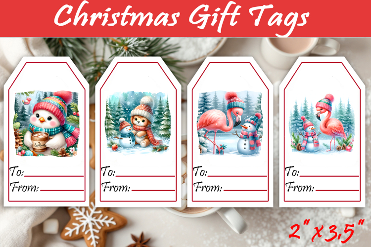 Christmas Gift Tags, Christmas labels, Christmas animals tag