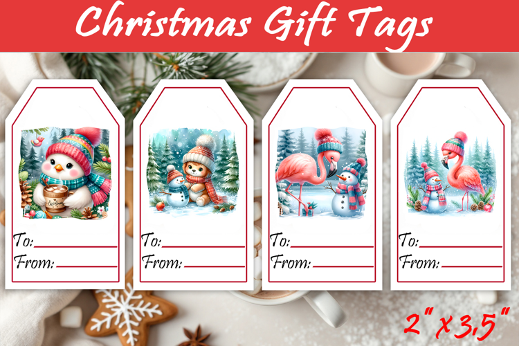 Christmas Gift Tags, Christmas labels, Christmas animals tag