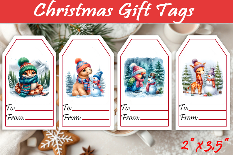 Christmas Gift Tags, Christmas labels, Christmas animals tag