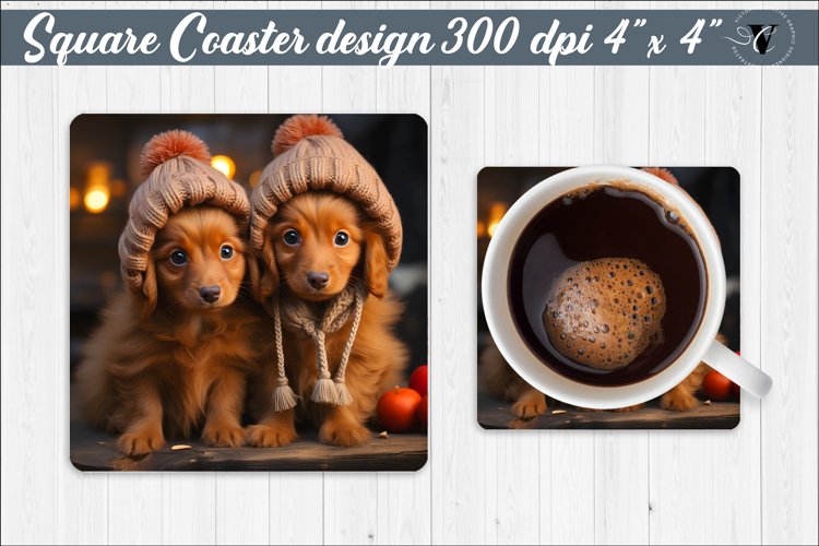 Square Coaster sublimation | Winter Animal