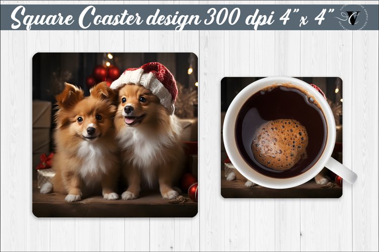 Square Coaster sublimation | Winter Animal example image 1