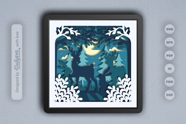 Winter Animals Forest Layered Papercut