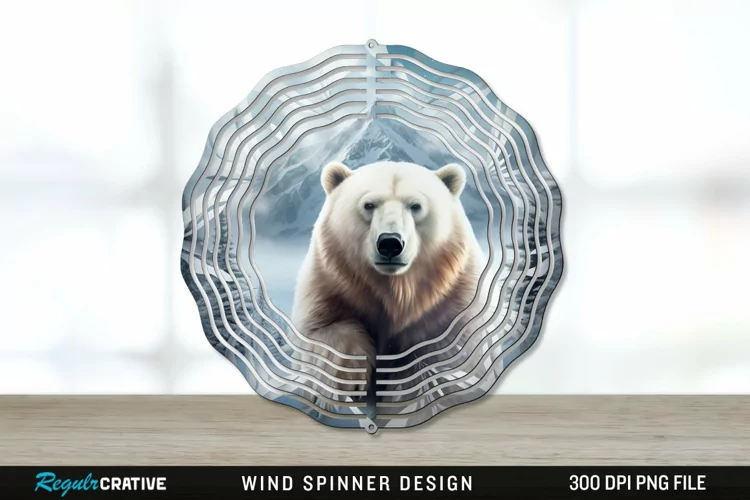 Winter Bear Wind Spinner Sublimation PNG Design