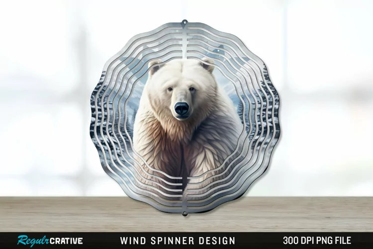 Winter Bear Wind Spinner Sublimation PNG Design