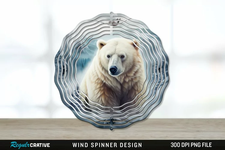 Winter Bear Wind Spinner Sublimation PNG Design