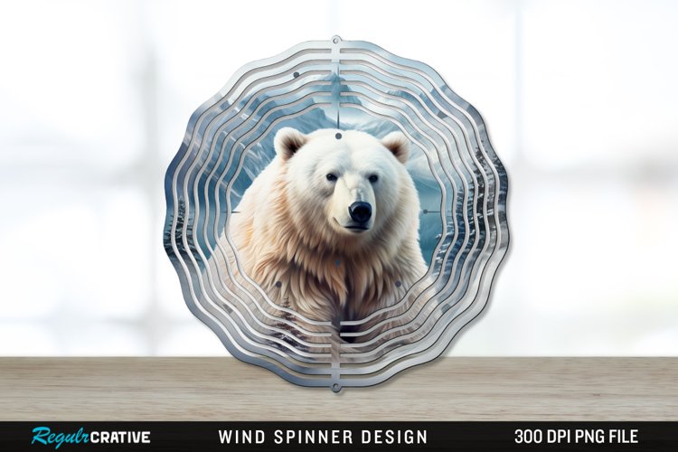 Winter Bear Wind Spinner Sublimation PNG Design example image 1