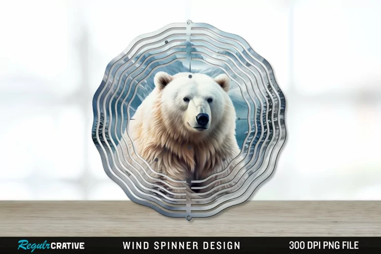 Winter Bear Wind Spinner Sublimation PNG Design