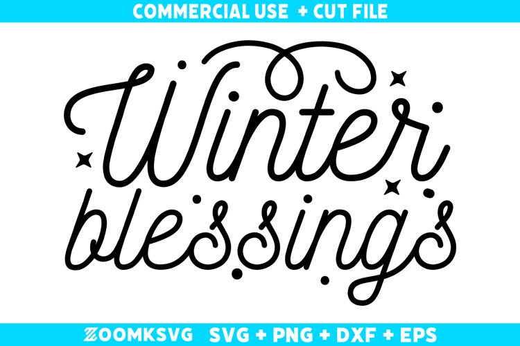 Winter blessings SVG, Winter Quotes SVG, Winter SVG example image 1