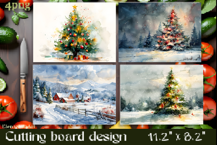 Vintage winter forest Cutting Board PNG Design