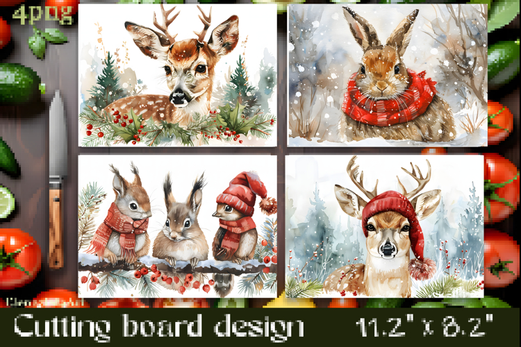 Vintage winter forest Cutting Board PNG Design