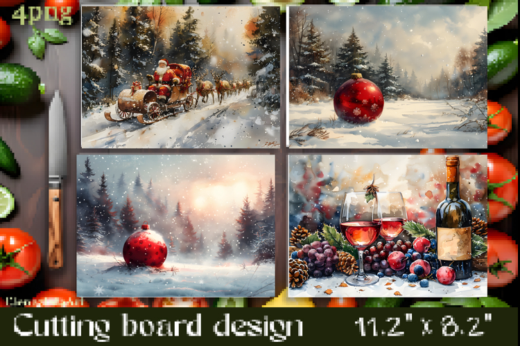 Vintage winter forest Cutting Board PNG Design