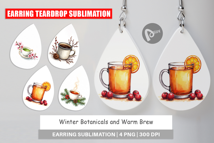 Winter Botanicals Brews Earring