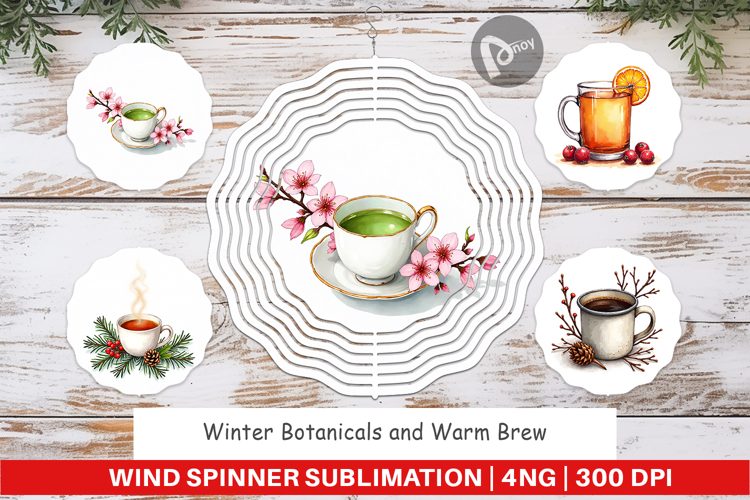 Winter Botanicals Brews Wind Spinner