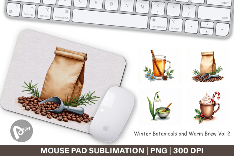 Winter Botanicals Brews Mouse Pad