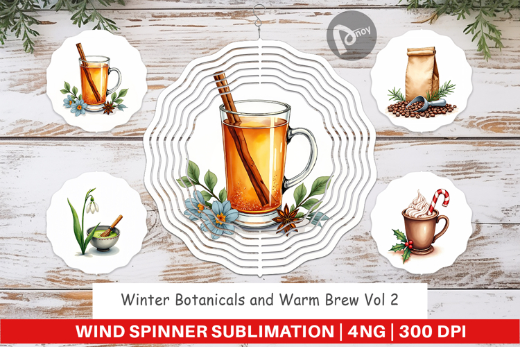 Winter Botanicals Brews Wind Spinner