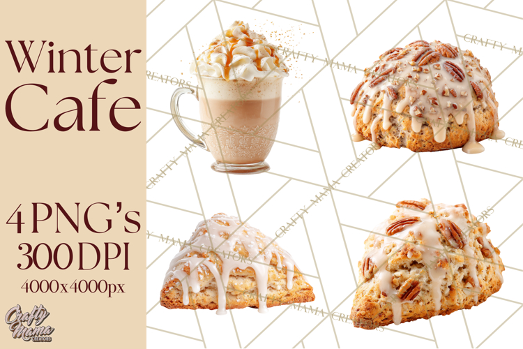 Winter Café PNG, Cozy Latte Clipart, Bakery Drink Graphics