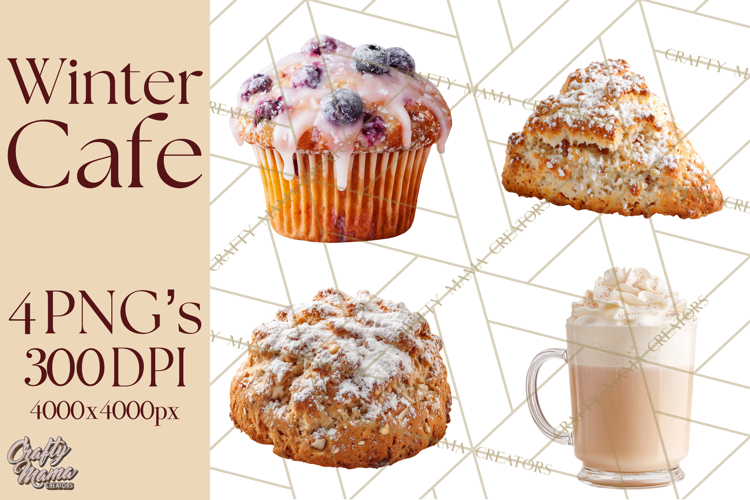 Winter Café PNG, Cozy Latte Clipart, Bakery Drink Graphics