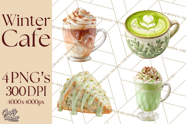 Winter Café PNG, Cozy Latte Clipart, Bakery Drink Graphics